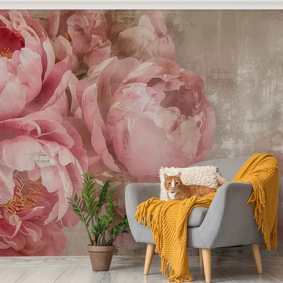 murales de pared Peonías vintage w01323