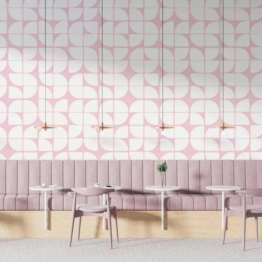 Murales de pared Papel pintado geométrico estilo bauhaus tendencia retro color rosa w07907v1 murales de pared Papel pintado geométrico estilo bauhaus tendencia retro color rosa w07907v1