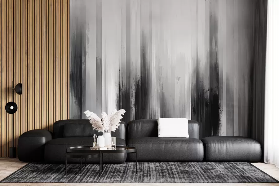 murales de pared fondo abstracto con rayas verticales en colores blanco y negro w07945v3