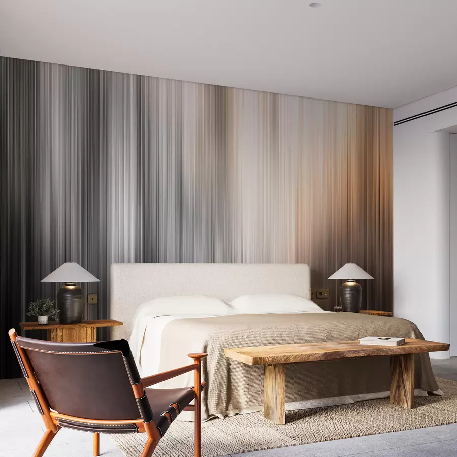 murales de pared Fondo borroso con diferentes líneas verticales naranjas w07946