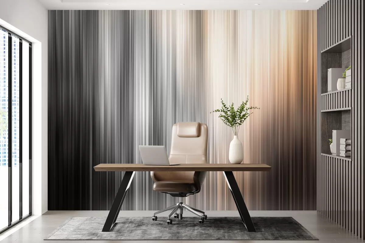 murales de pared Fondo borroso con diferentes líneas verticales naranjas w07946
