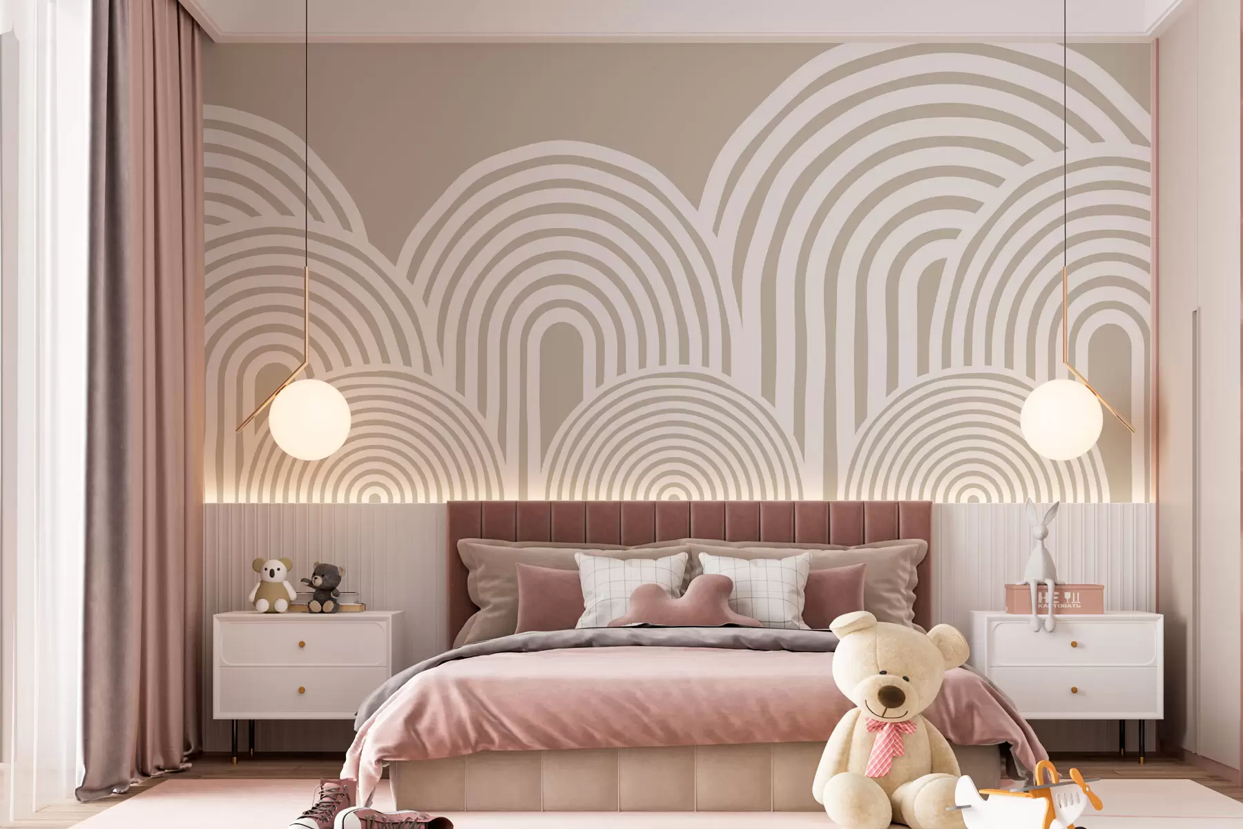 murales de pared Arcos ondulados Minimalismo de estilo escandinavo w08037v3