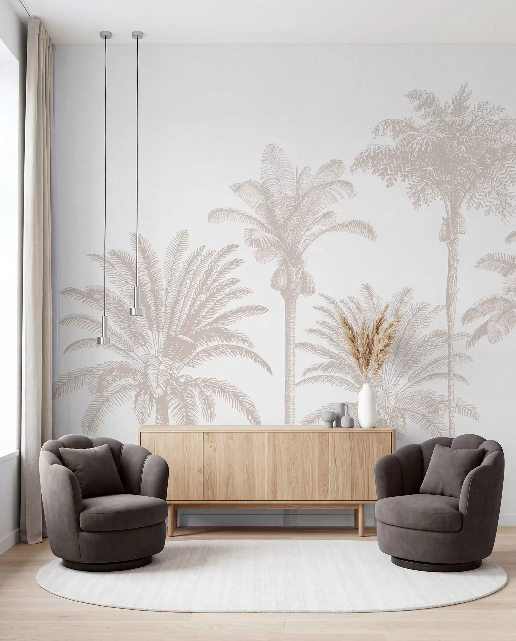 murales de pared Oasis de palmeras tropicales mínimo w08111
