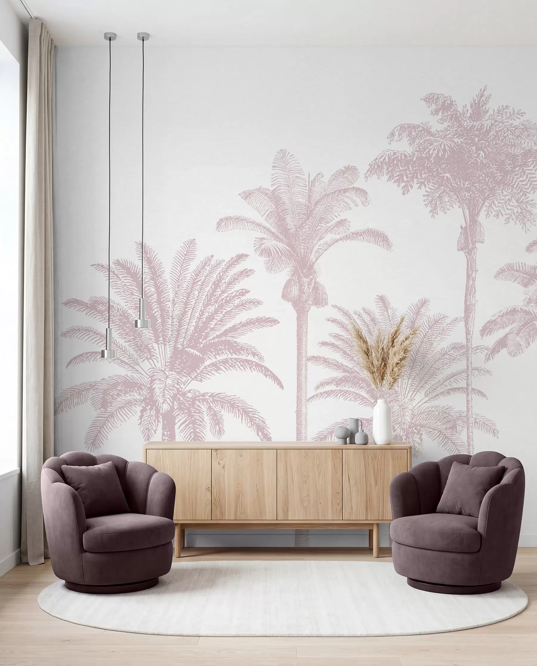 murales de pared Palmeral en rosa w08111v1