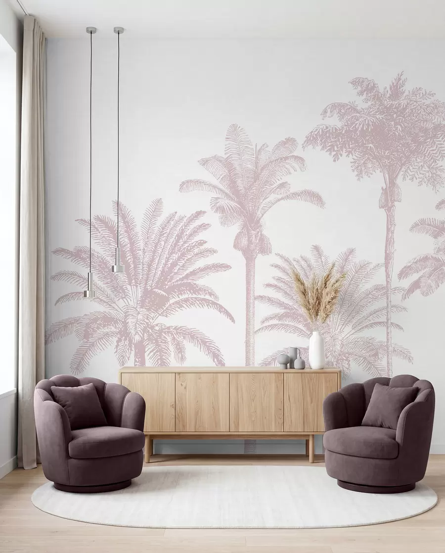 murales de pared Palmeral en rosa w08111v1