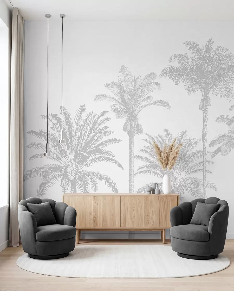 murales de pared Palmeral en plata w08111v2