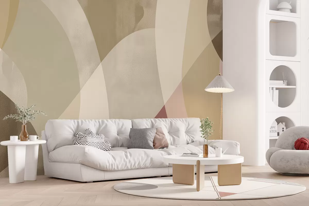 Murales de pared Curvas suaves en tonos apagados con líneas fluidas y degradados beige, minimalista y moderno. w01334v1 murales de pared Curvas suaves en tonos apagados con líneas fluidas y degradados beige, minimalista y moderno. w01334v1