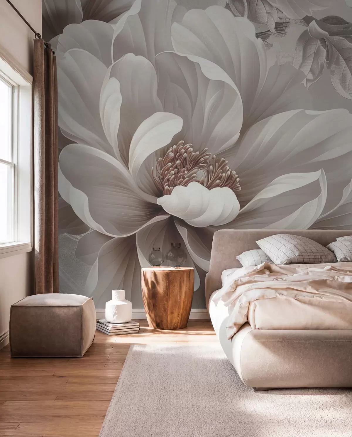 murales de pared Flor malva y arabescos w08181v1