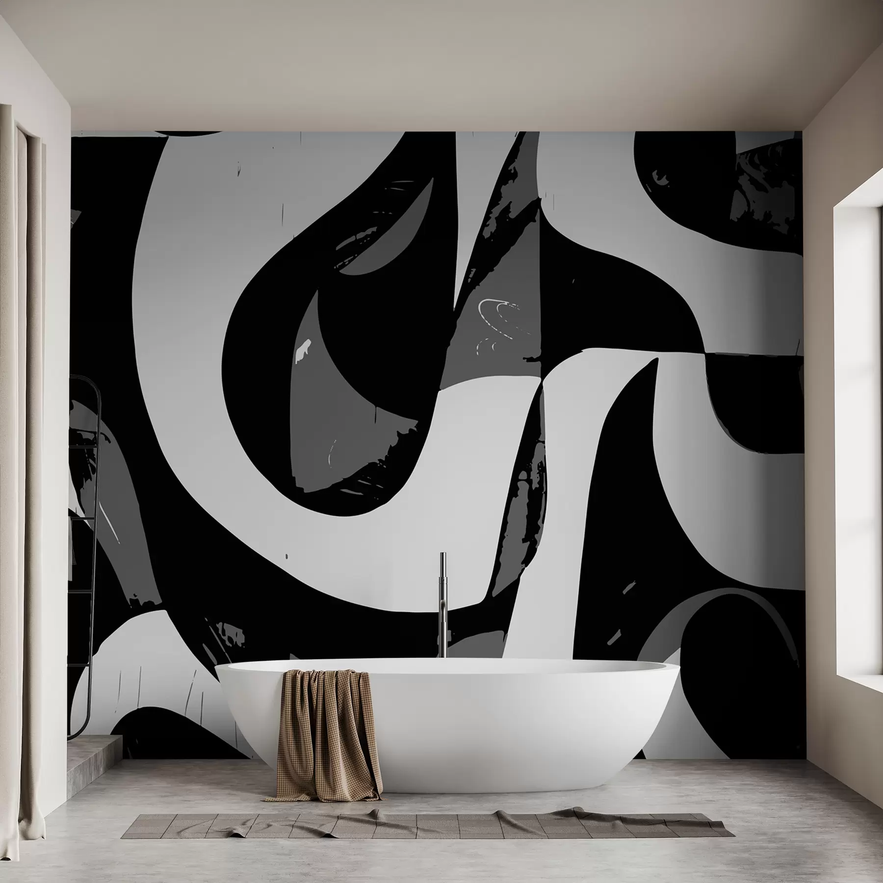 murales de pared Abstracción en blanco y negro w00964