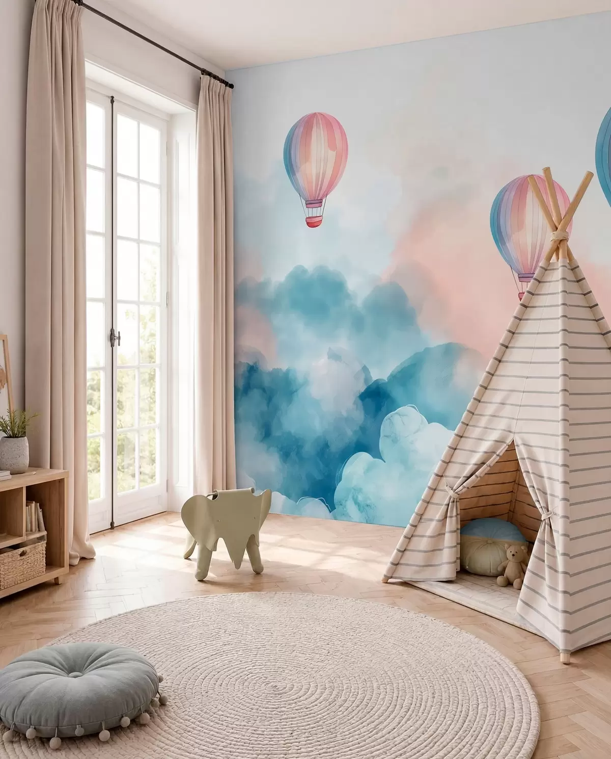 murales de pared Globos de acuarela en las nubes w01011