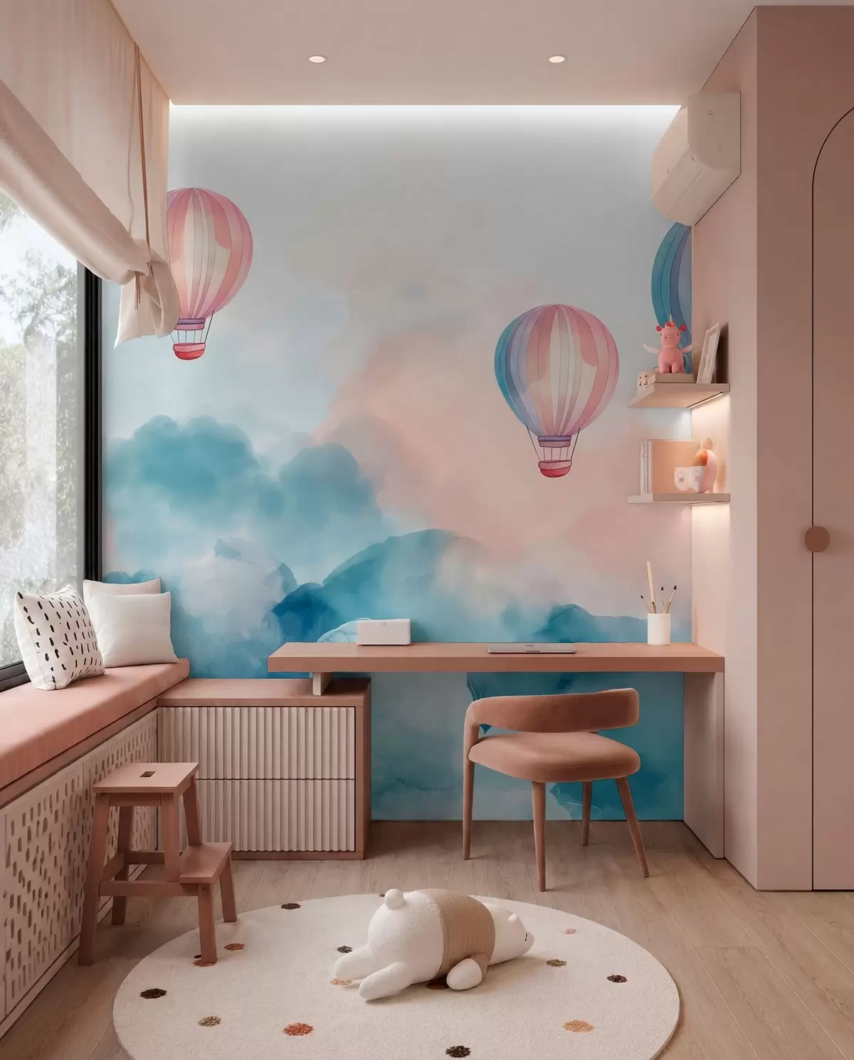 murales de pared Globos de acuarela en las nubes w01011