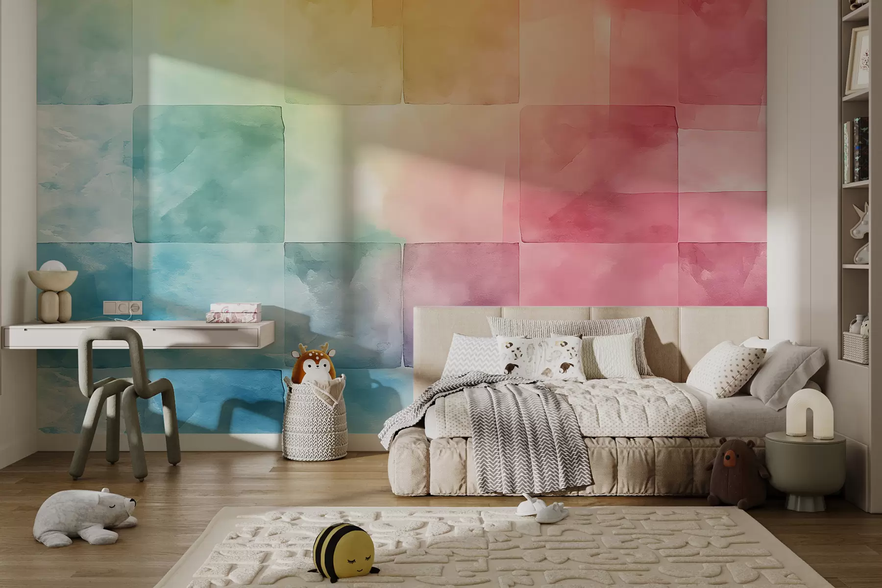 murales de pared Rectángulos de acuarela w01015