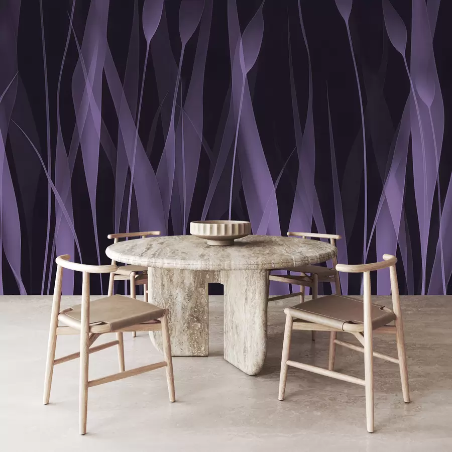 Murales de pared Hojas de color púrpura suave sobre un fondo oscuro. w01019v1 murales de pared Hojas de color púrpura suave sobre un fondo oscuro. w01019v1