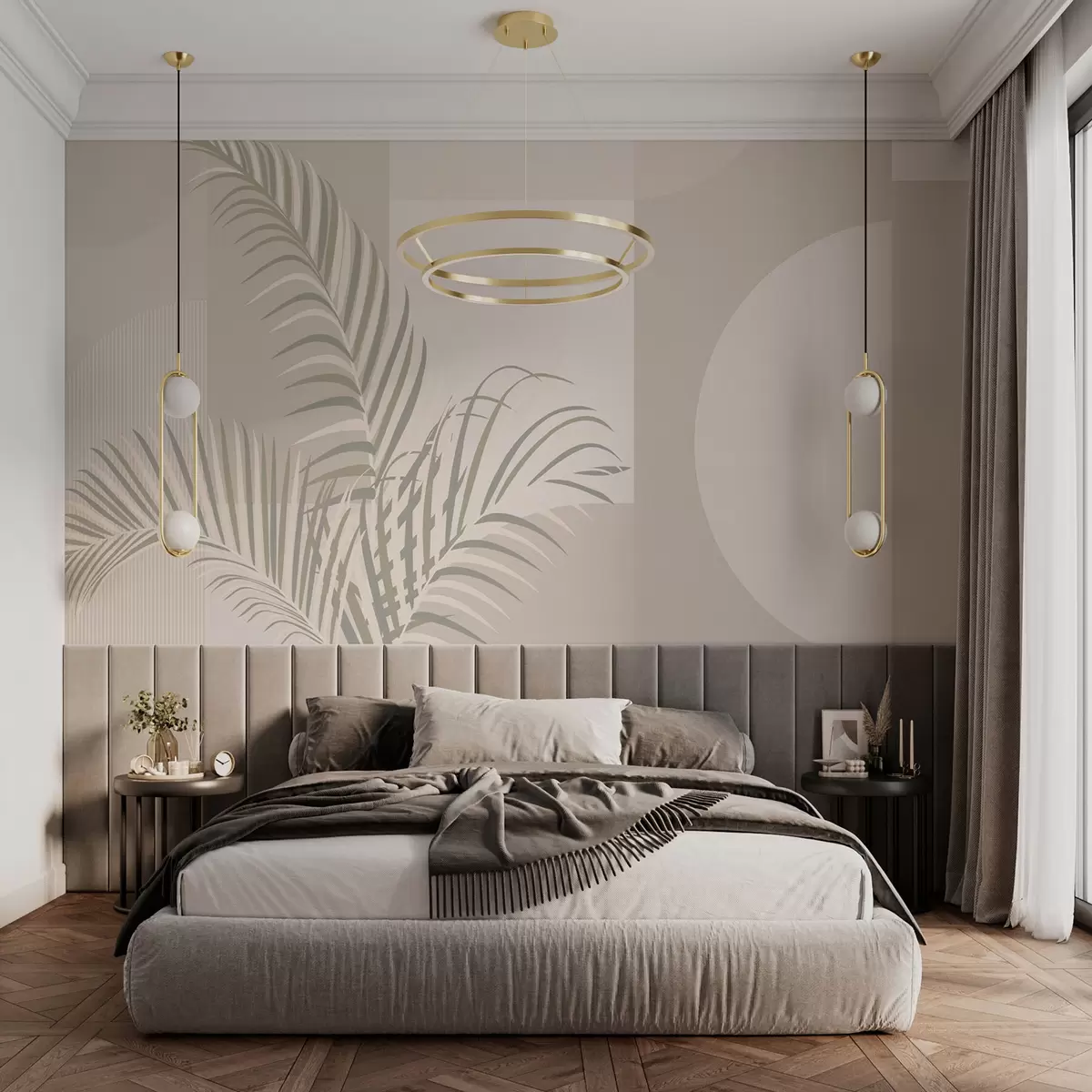 murales de pared Geometría y hojas de palma w01501