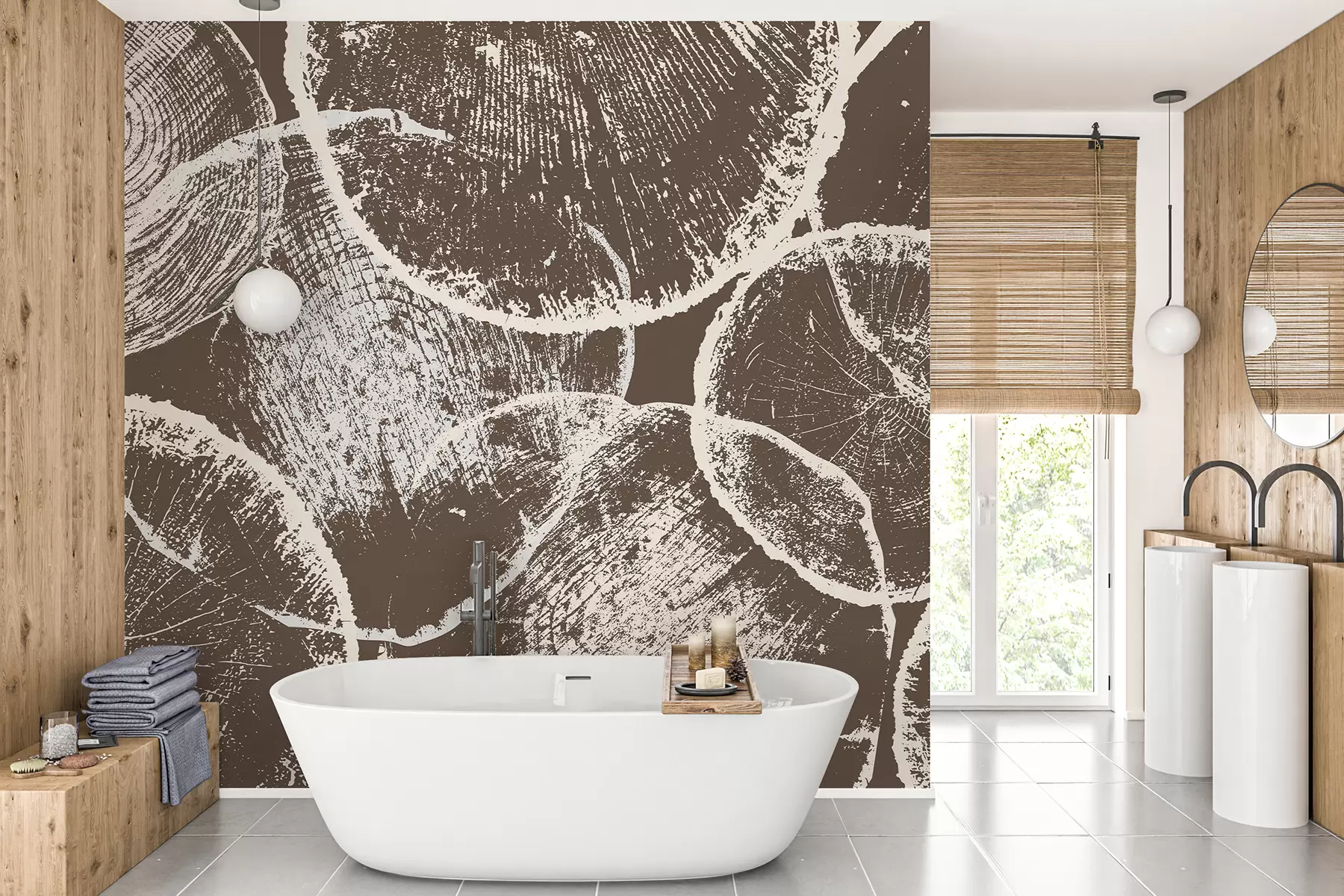 murales de pared Anillos de árboles marrones w01508v1