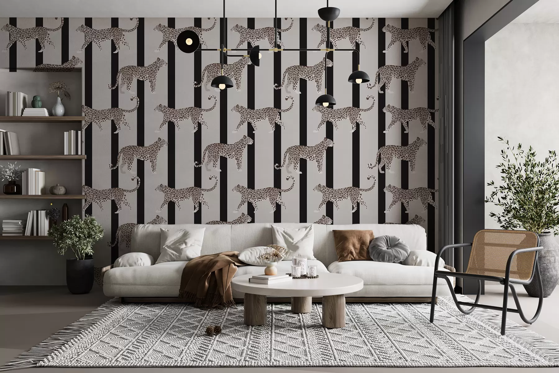 murales de pared Rayas, leopardo marrón w01515v1