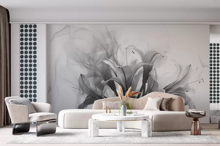 murales de pared Flores blancas y negras w01072