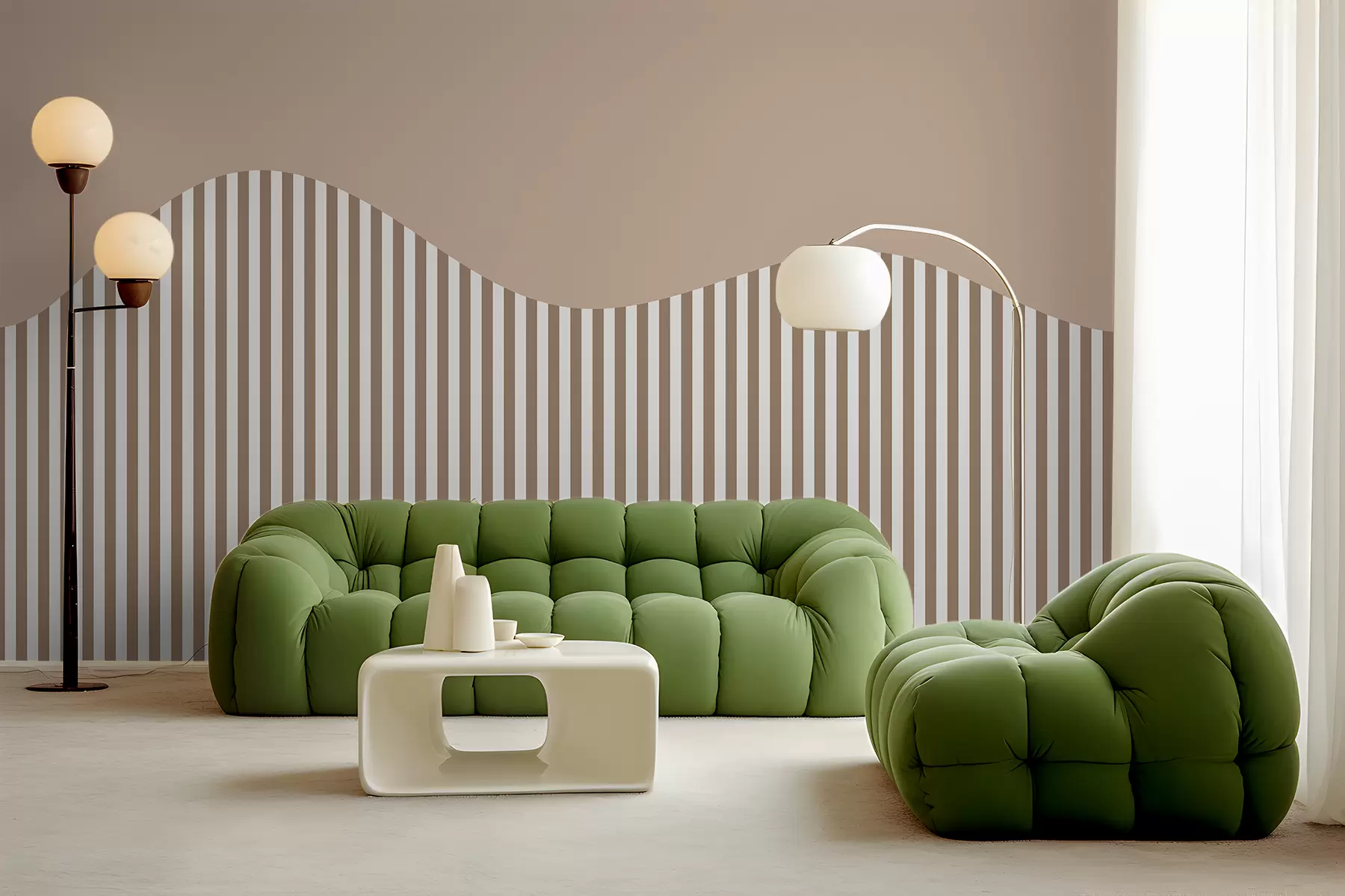 murales de pared Rayas, fondo beige, abstracto w01578