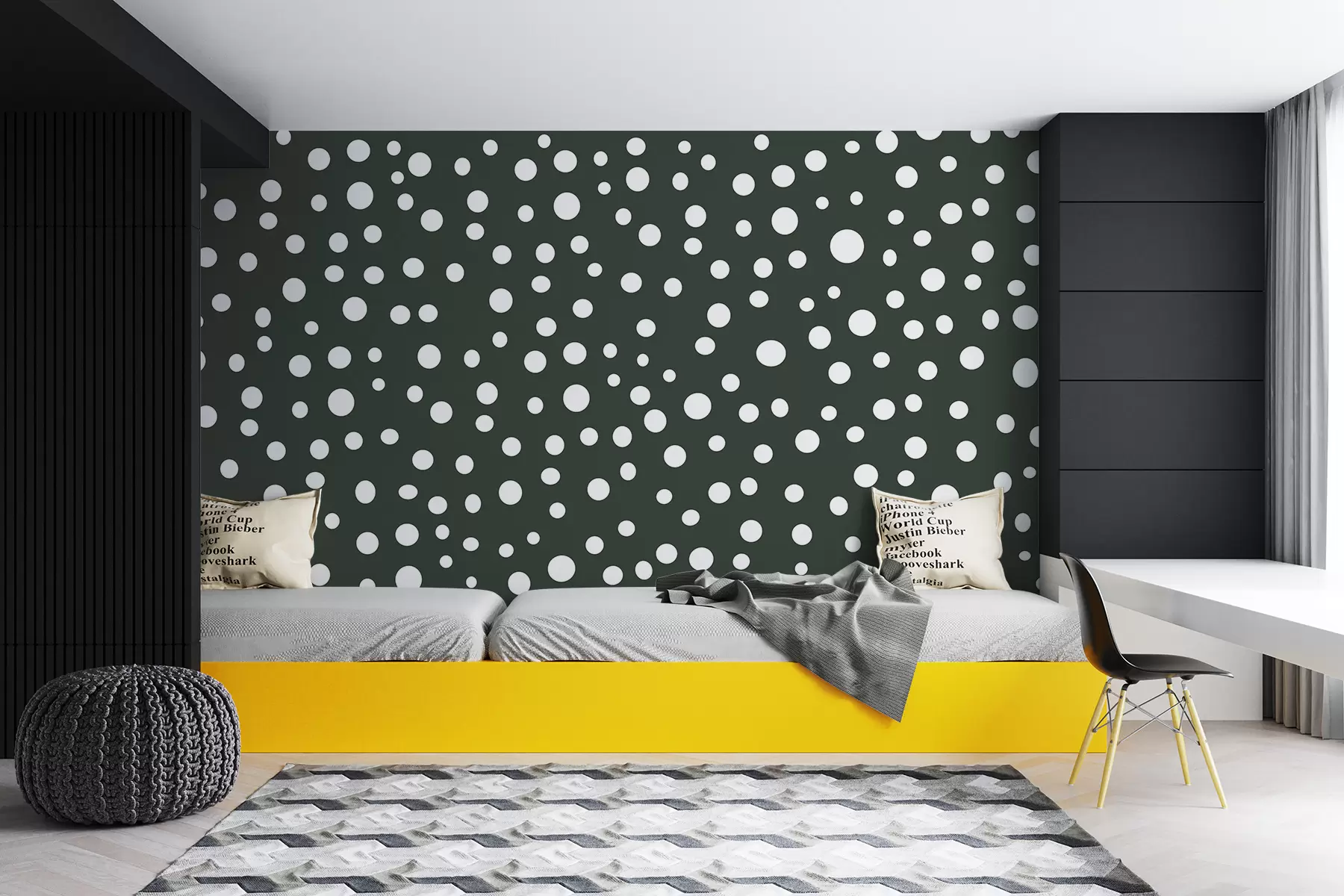 murales de pared Papel pintado de lunares, fondo verde w01579v3