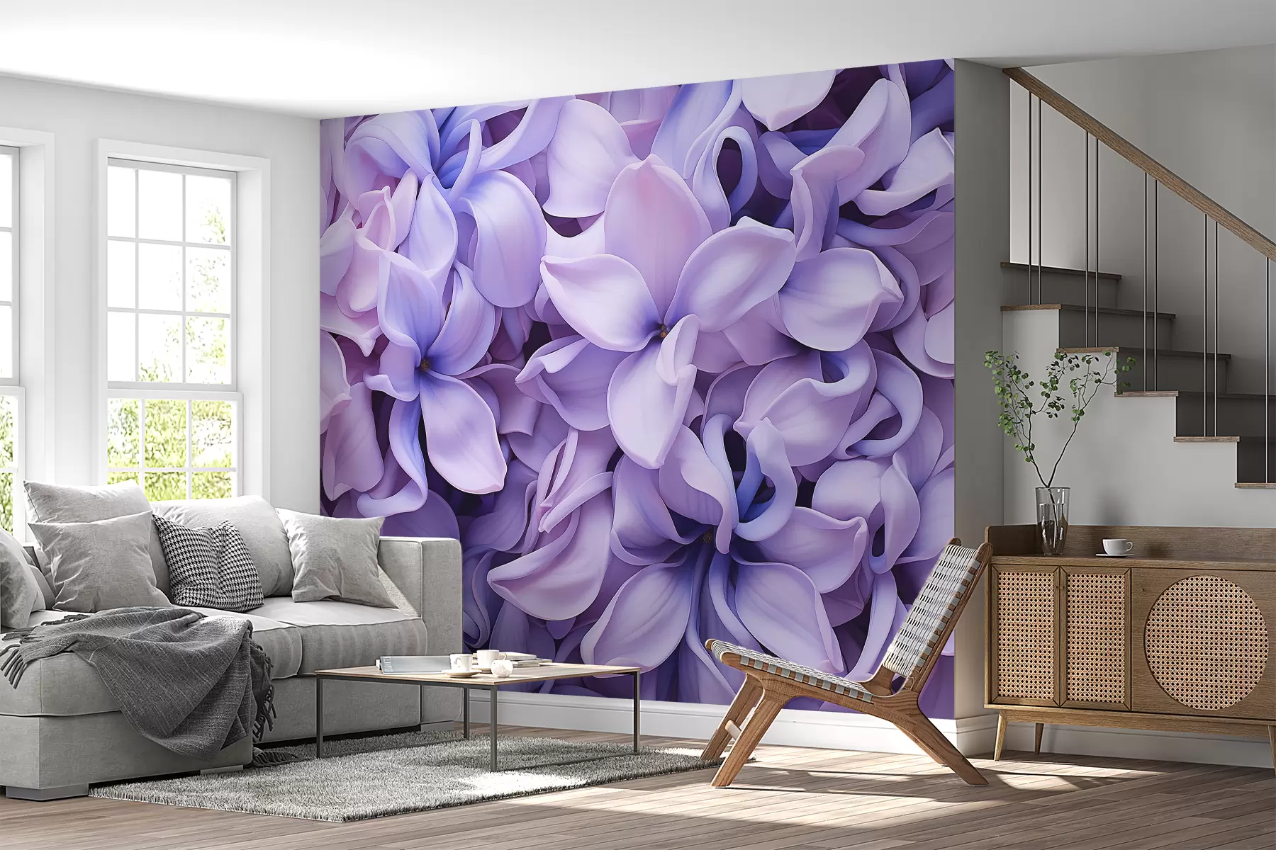 murales de pared Flores de jacinto, color azul púrpura w01556