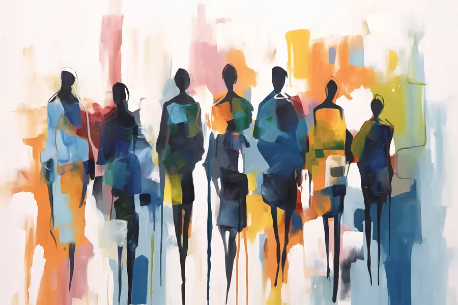 murales de pared Siluetas de personas abstractas w01559