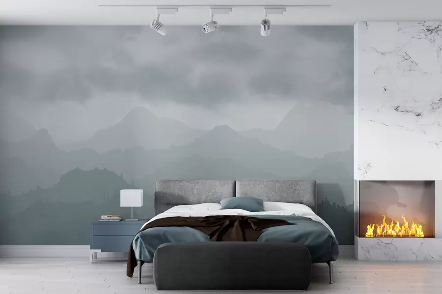 murales de pared Montañas neblinosas con cirros azules en el cielo w01637v2