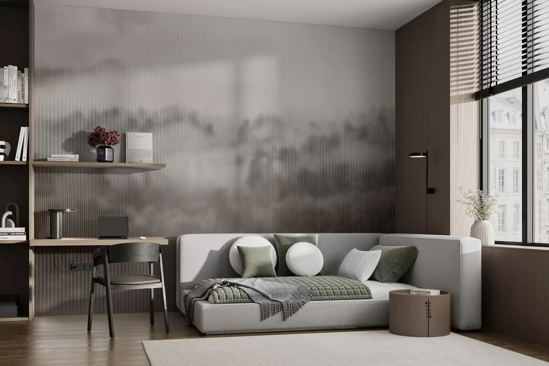 murales de pared bosque marrón brumoso tras el cristal w01678v1