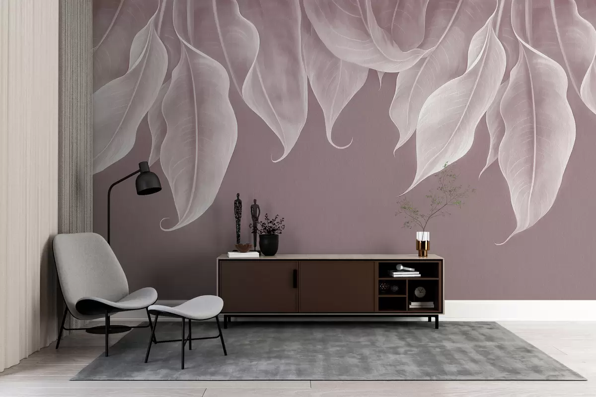 murales de pared hojas grandes colgantes de color rosa w01680v2