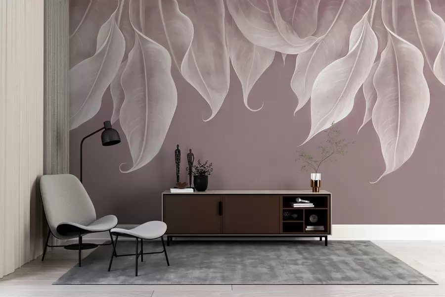 murales de pared hojas grandes colgantes de color rosa w01680v2