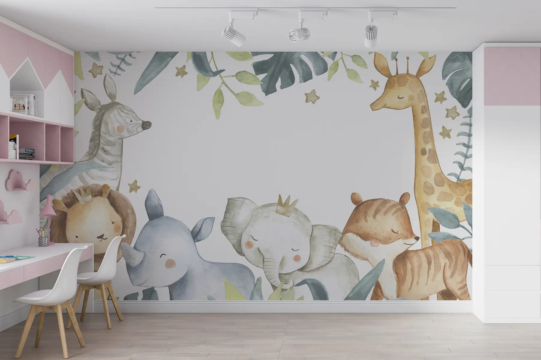 murales de pared Jungle Kingdom, acuarela u29226