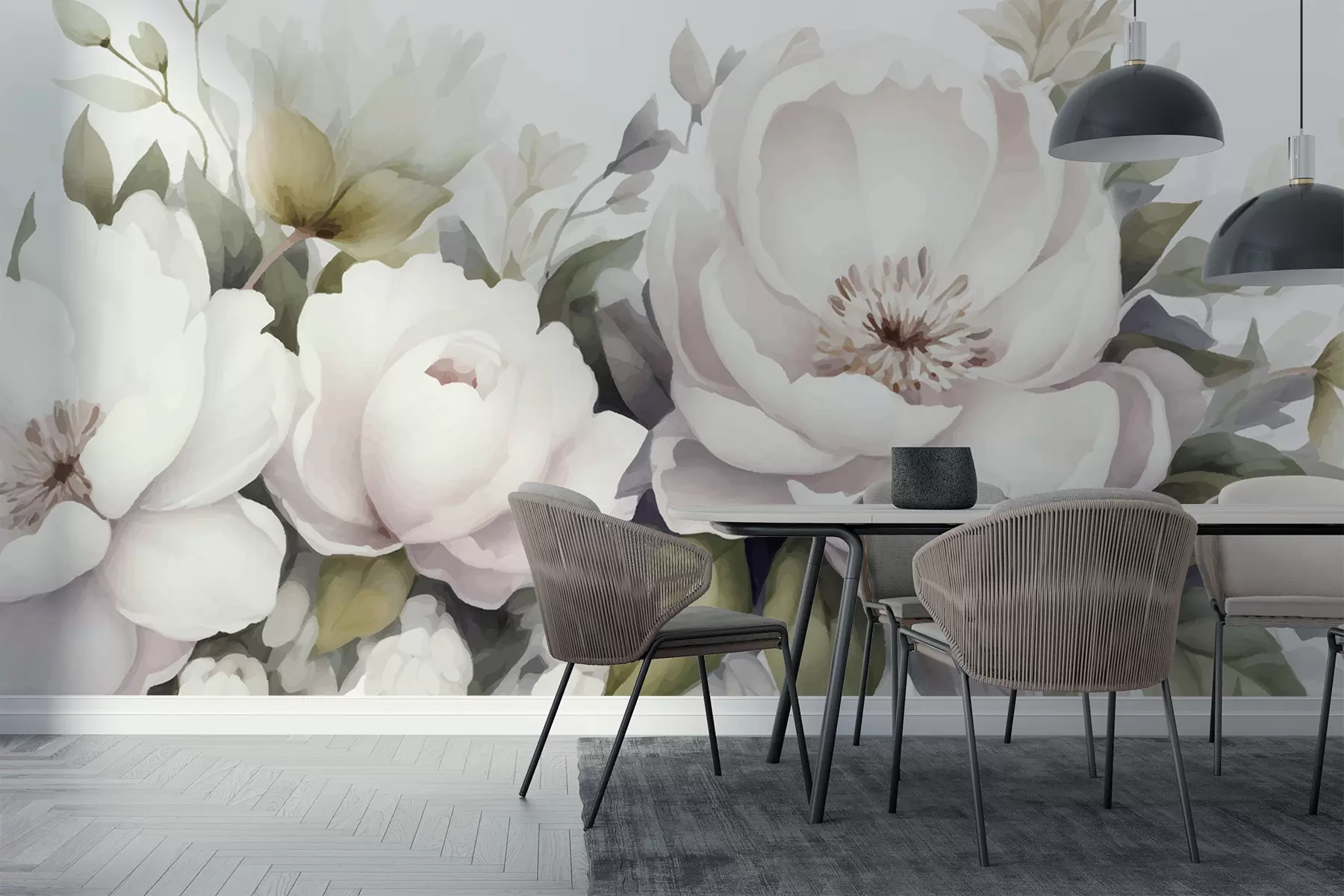 murales de pared Flores blancas w01138
