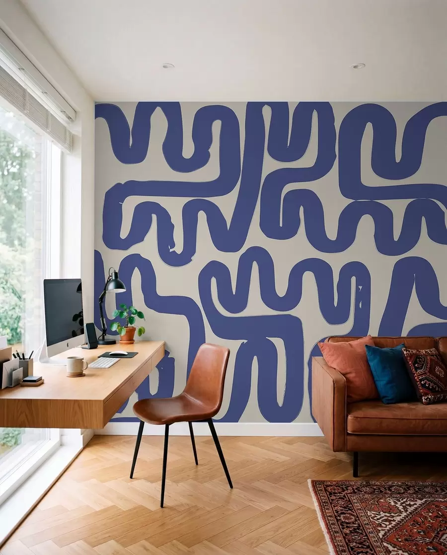 murales de pared Líneas de bobinado azules w01686