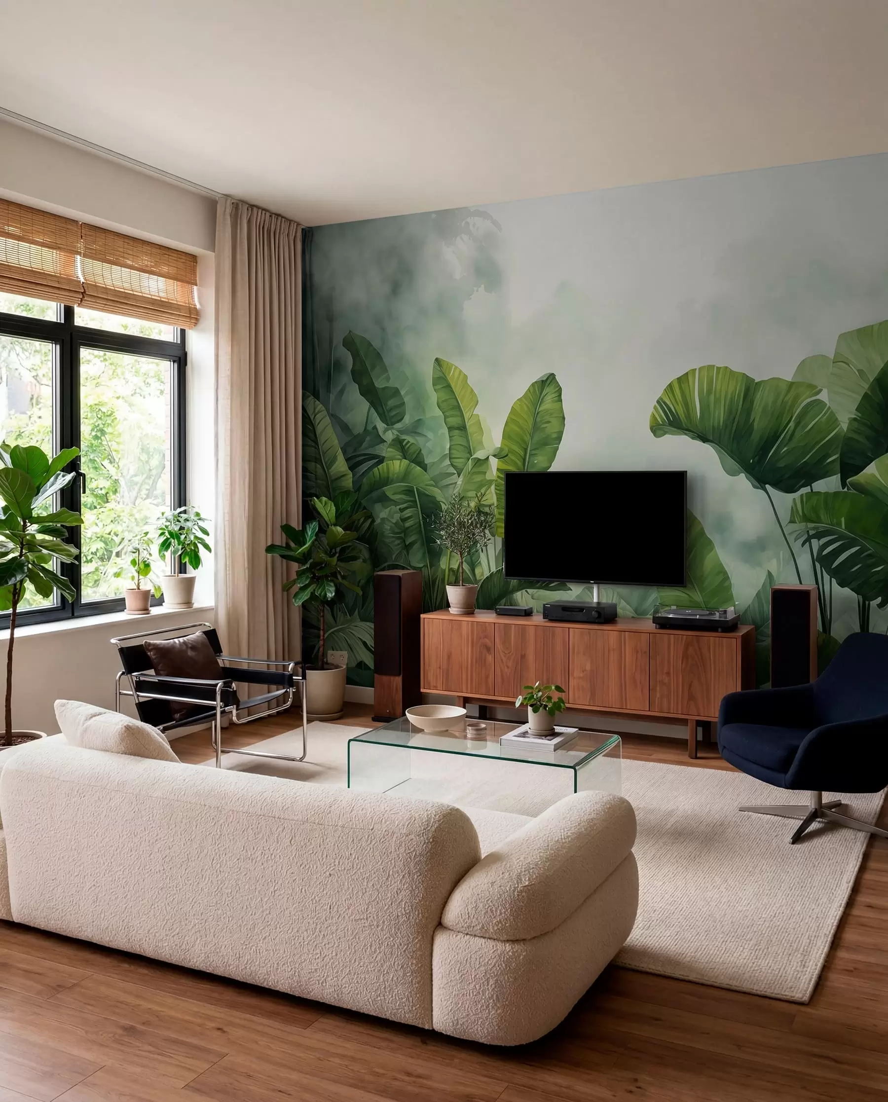 murales de pared Hojas tropicales en la niebla w01868