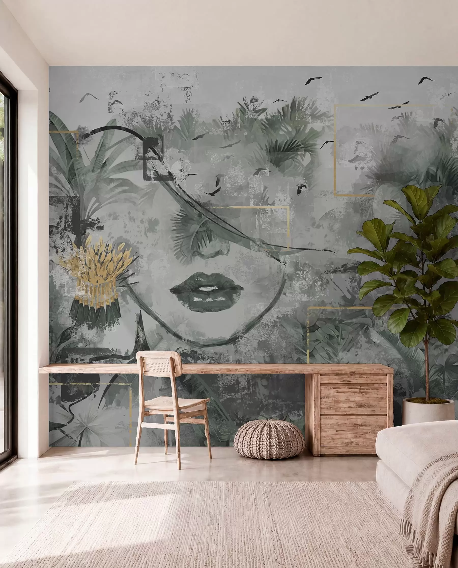 murales de pared Retrato bajo las palmeras w01916