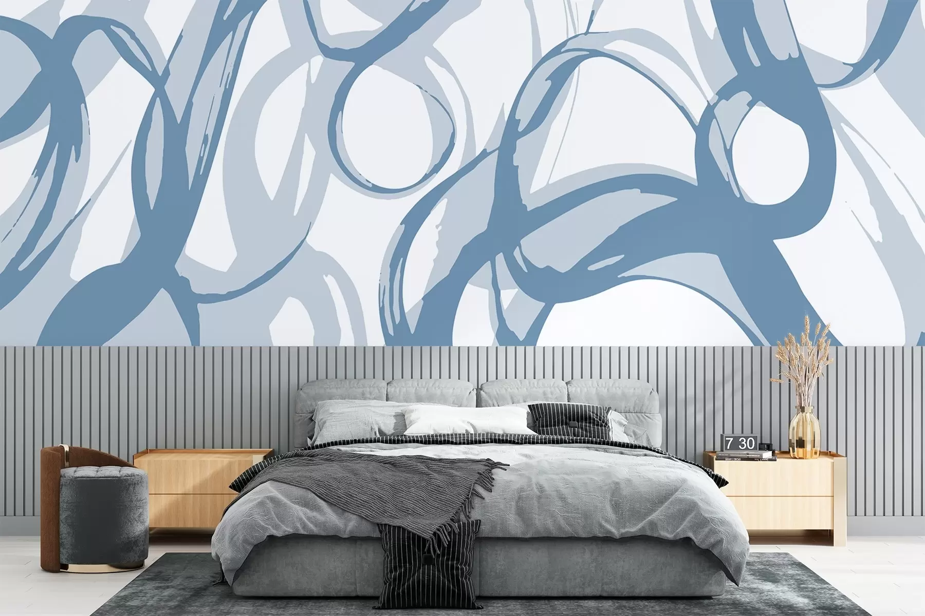 murales de pared Motivo abstracto de líneas fluidas w01969v2