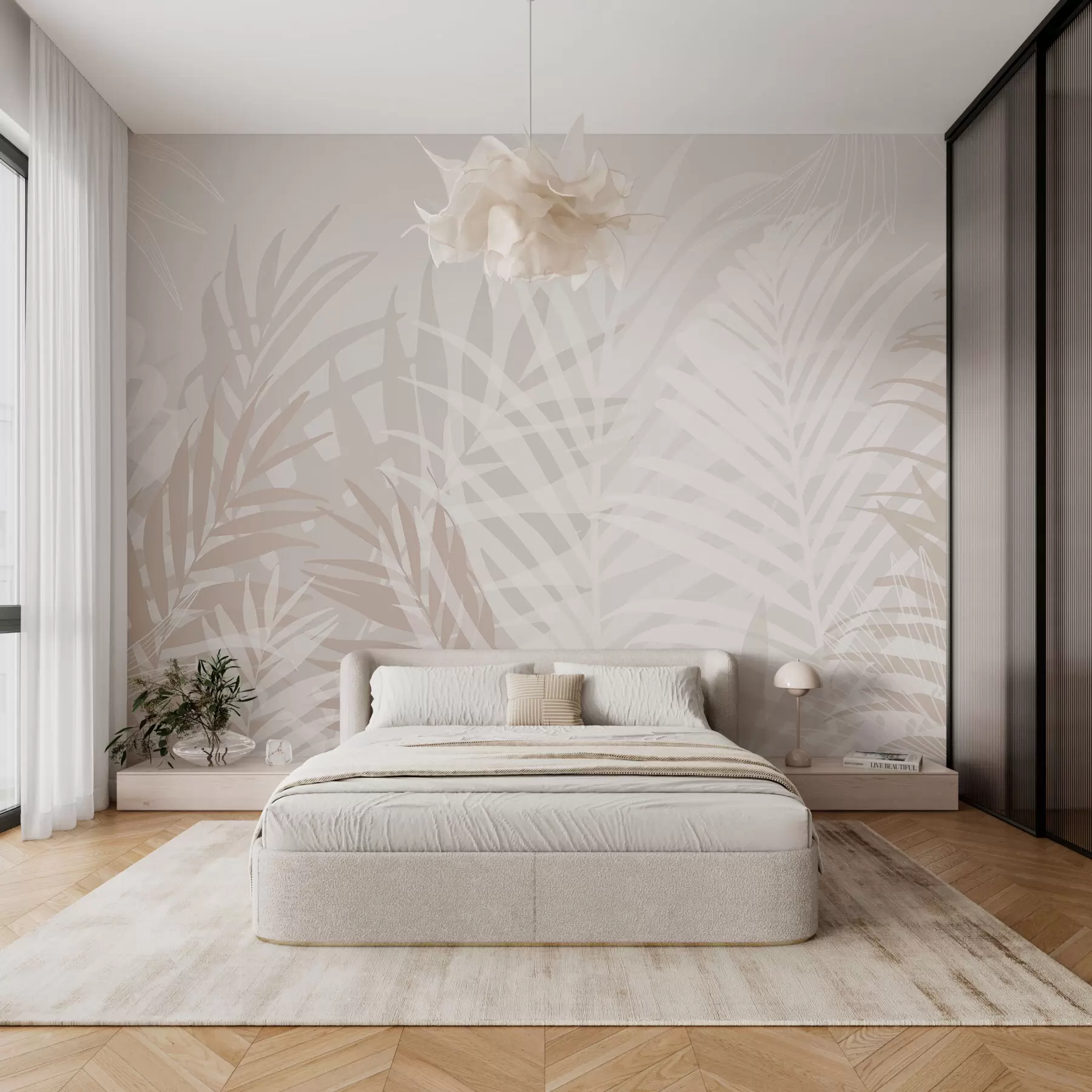 murales de pared Hojas tropicales de moda w02026v2