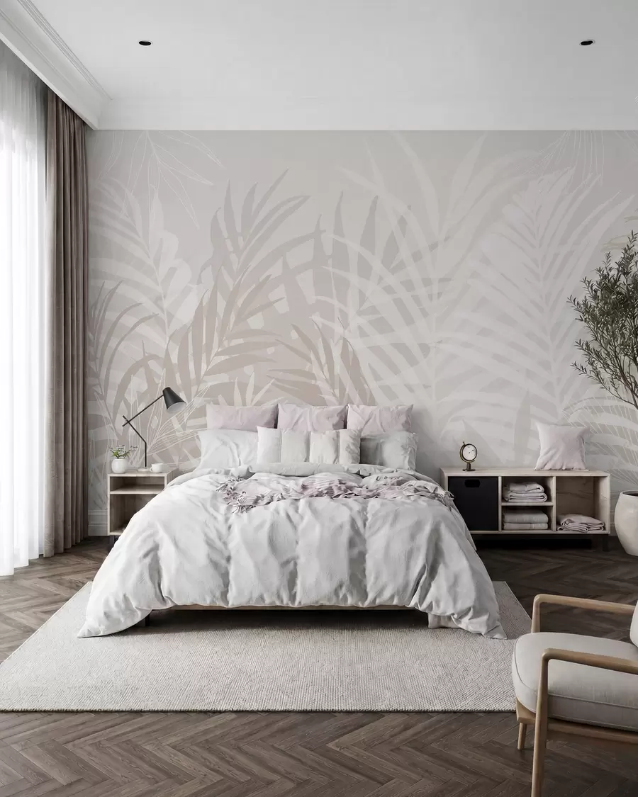 murales de pared Hojas tropicales de moda w02026v2