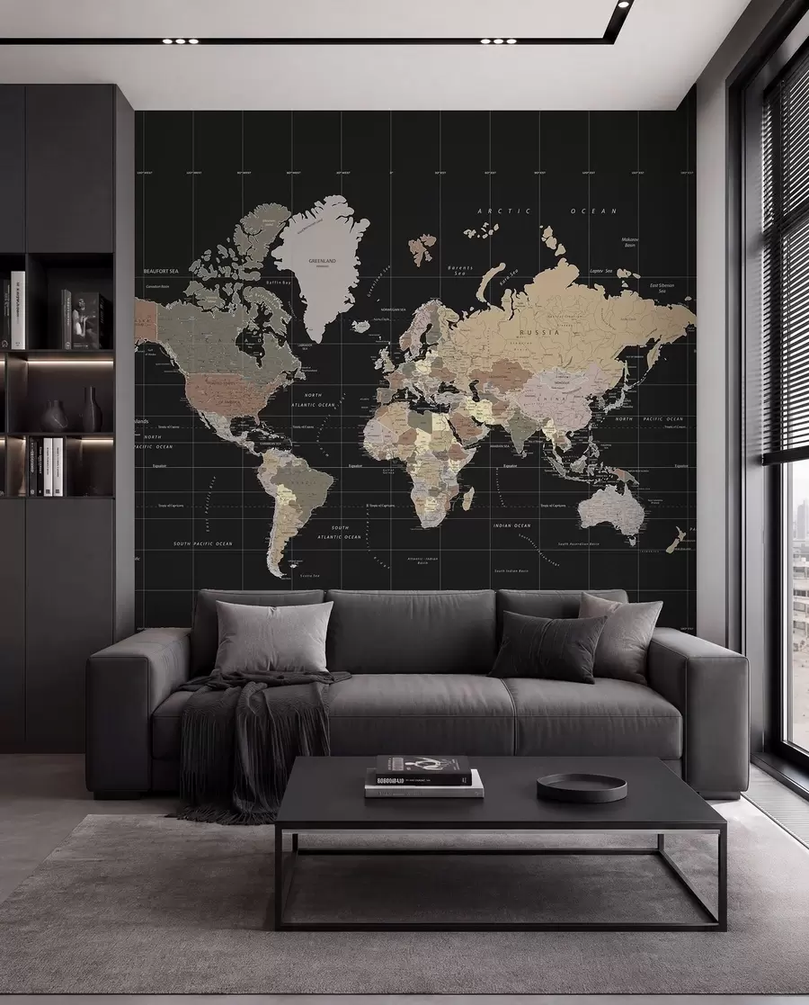 murales de pared Mapa del mundo con diversos países delineados u99477d1