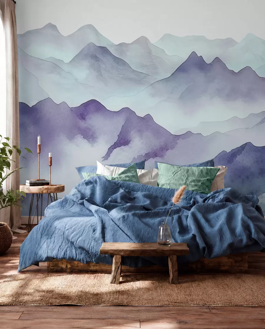 murales de pared Montañas brumosas en tonos suaves w00841v1
