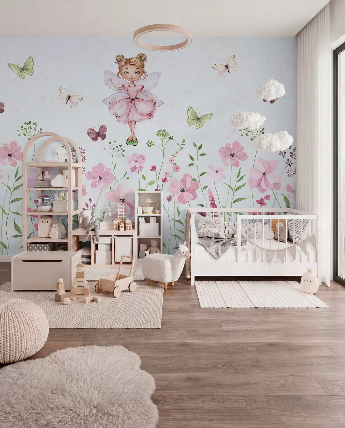 murales de pared Hada del prado florido w01460