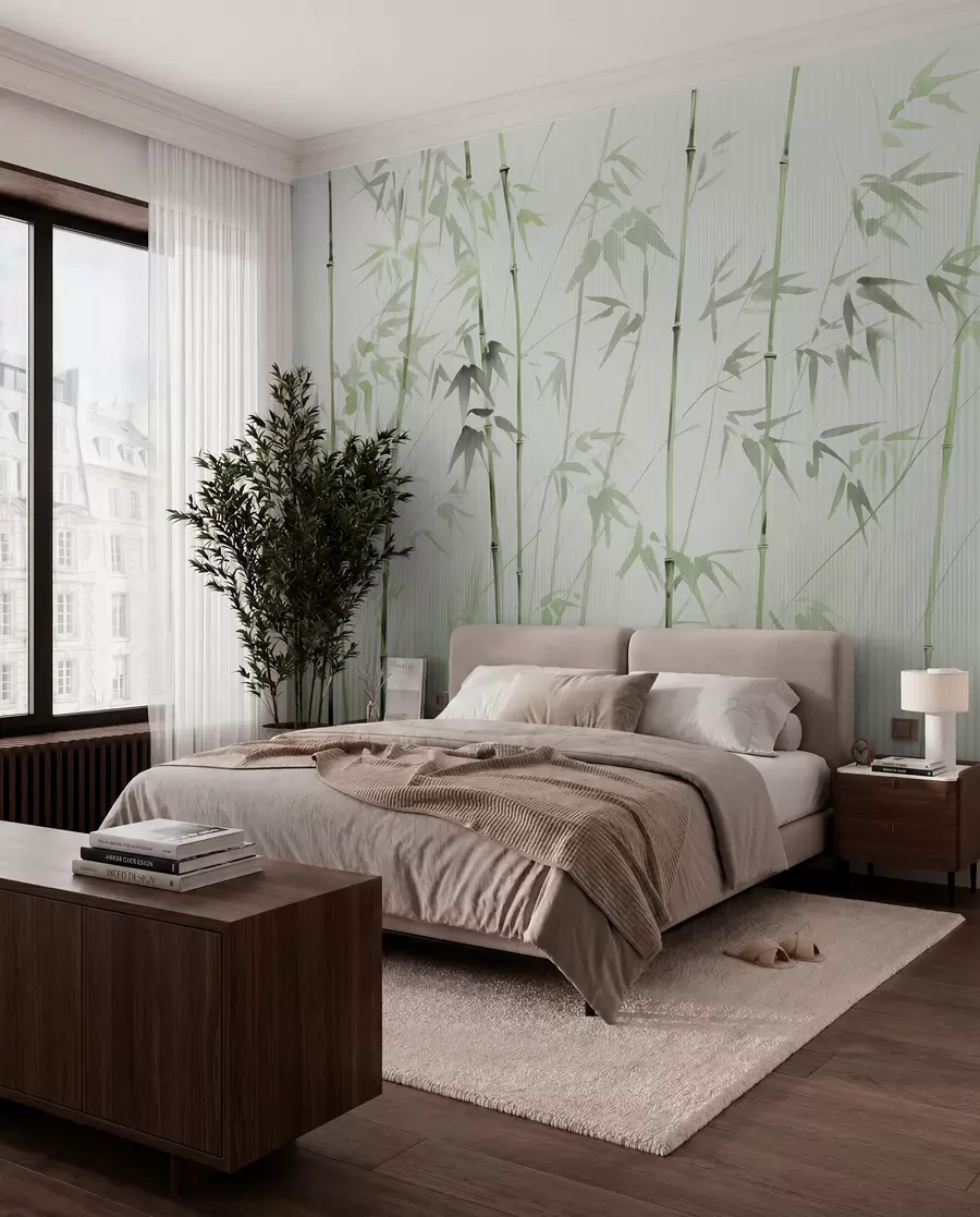 murales de pared Bambú acuarela w08390v2