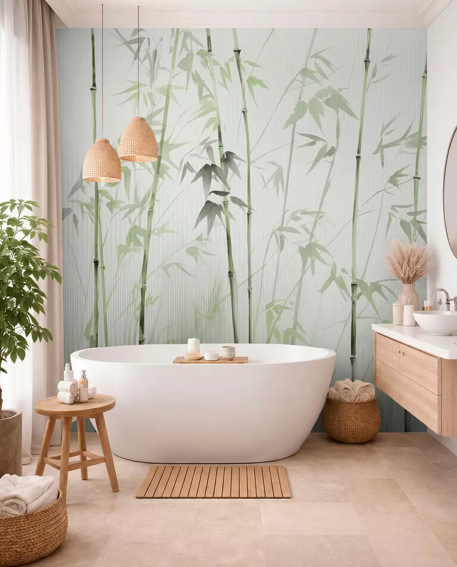 murales de pared Bambú acuarela w08390v2