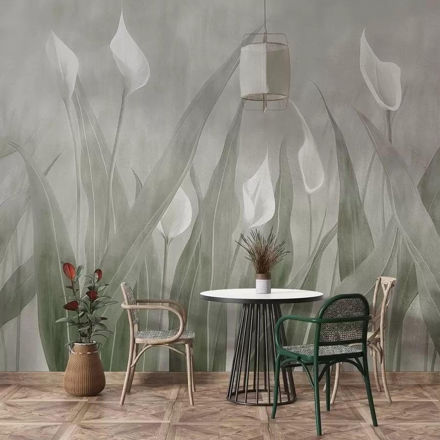 murales de pared Flores pintadas en un muro de hormigón w08391v2