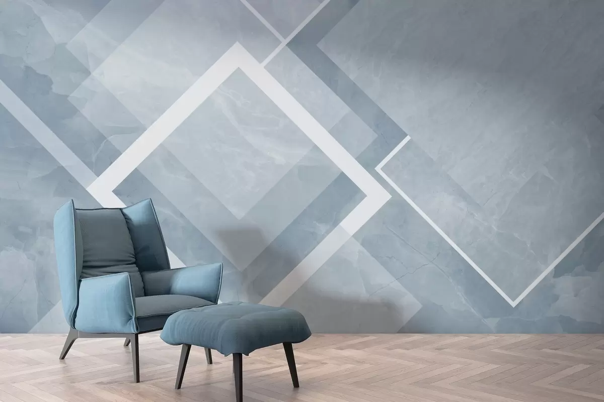 murales de pared Geometría en tonos azules w02062v3