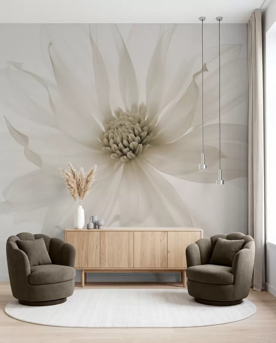 murales de pared Delicada flor beige sobre fondo claro w02077v1