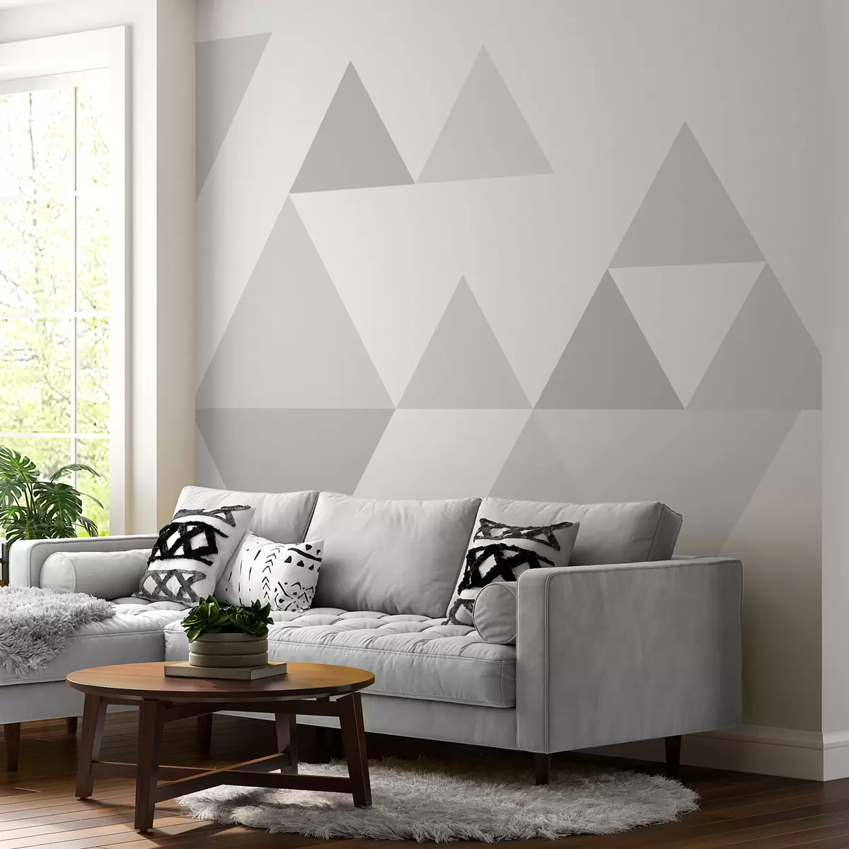 murales de pared Elegantes triángulos de color gris w02107v2