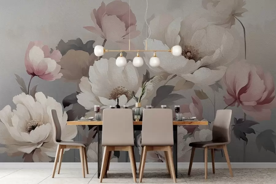 murales de pared Flores pintadas al óleo en la pared w02111