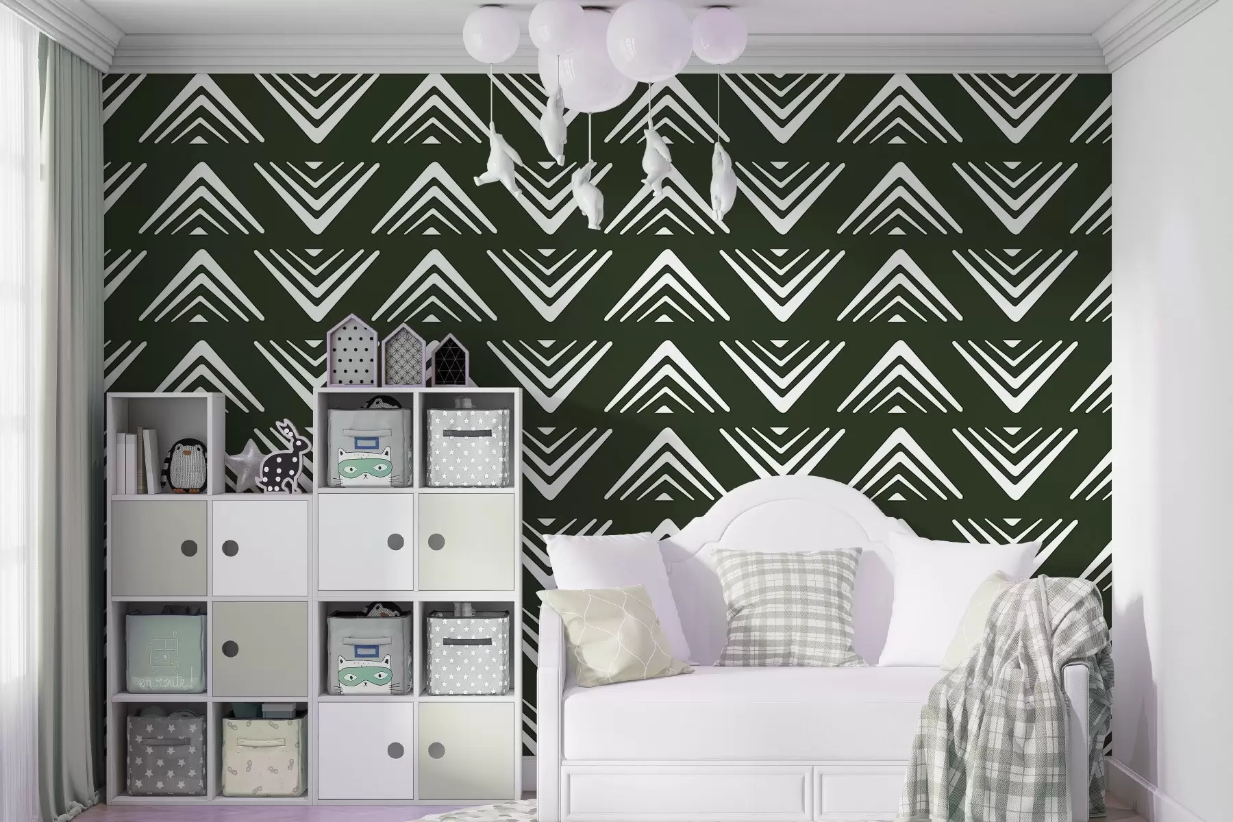 murales de pared Picos geométricos sobre fondo verde w02185v1