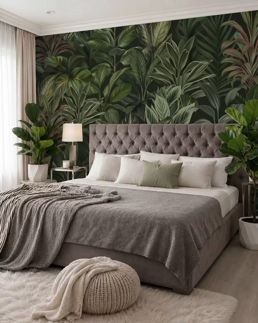 murales de pared Espeso follaje tropical verde w02126