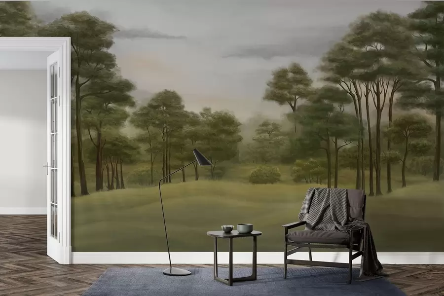 murales de pared Arboleda verde vintage w02193